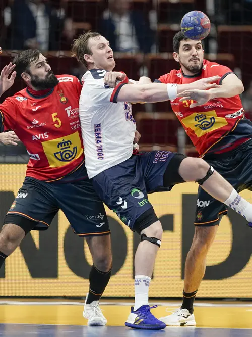 Sander Sagosen under VM-kvartfinalen mot Spania i 2023.